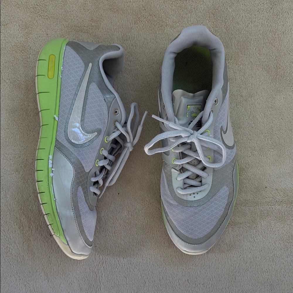 Nike Gray and Green Athletic Shoes